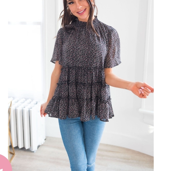 Floral babydoll top, Sz Sm - Picture 8 of 9